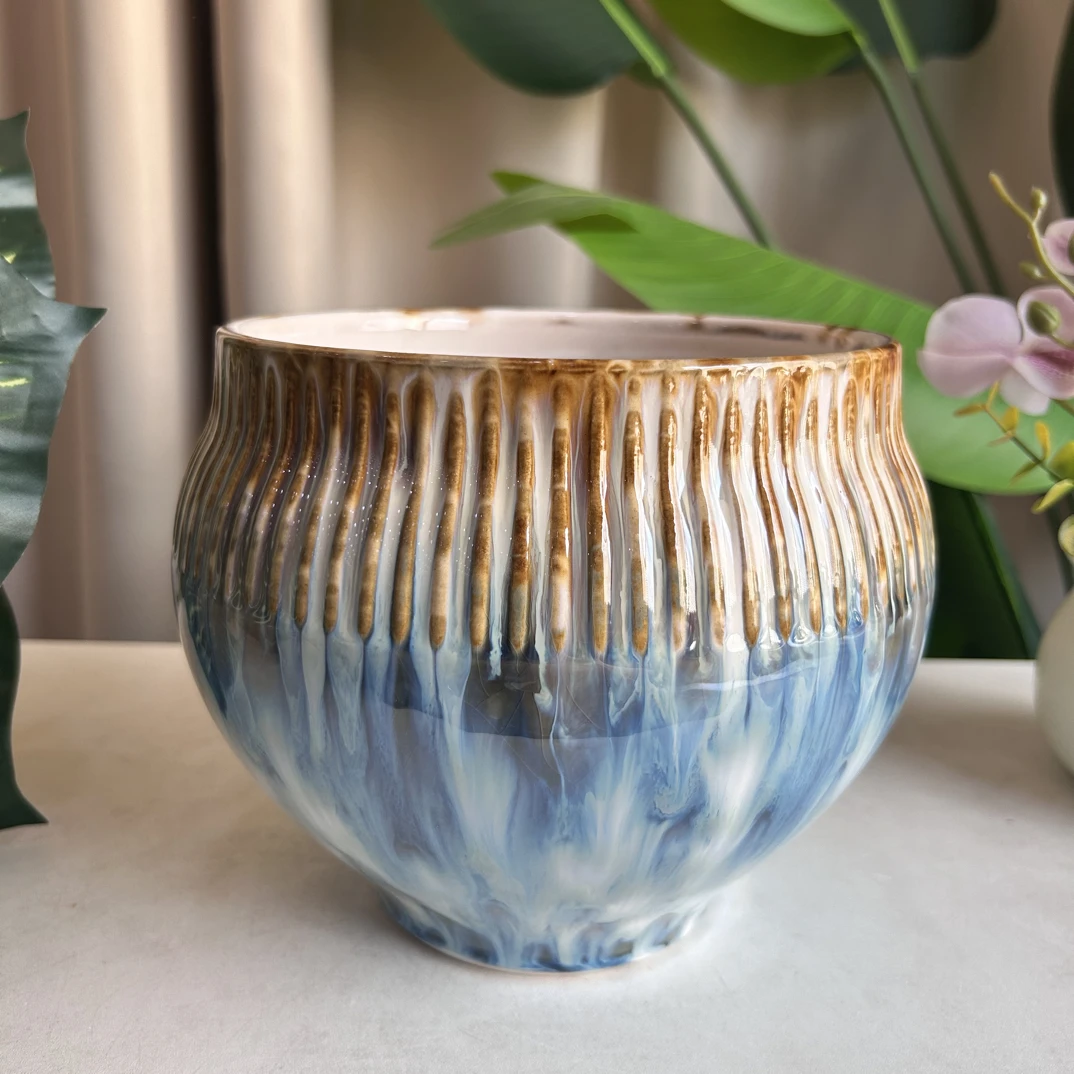 C104口17.5高17圆形大口径花盆适合种植蝴蝶兰等多种花卉