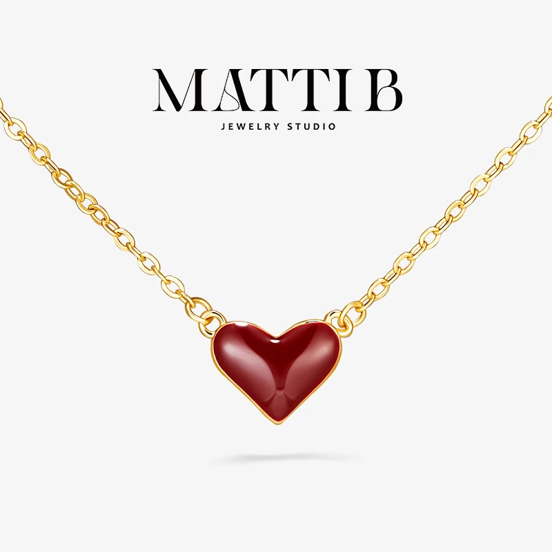 铜合金项链 红色碎冰冰心型精致轻奢百搭新爆款爱心锁骨链女2082