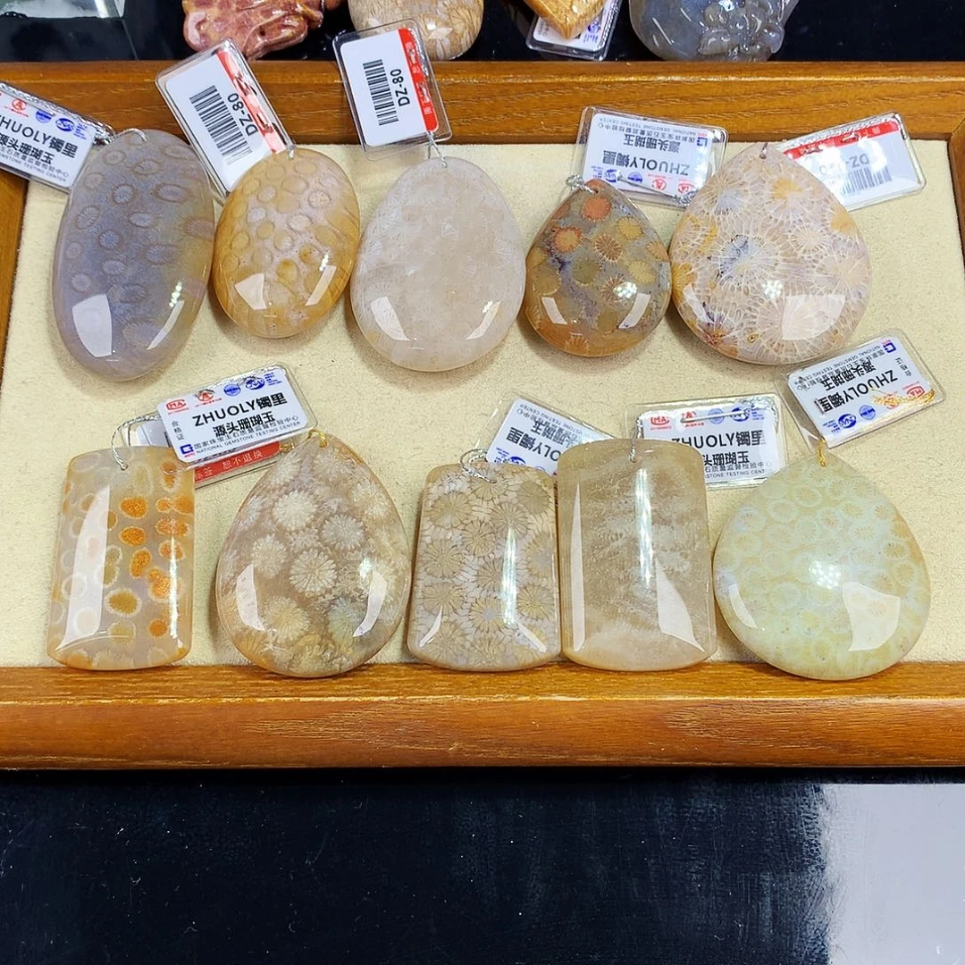 硅化珊瑚（珊瑚玉）未镶嵌吊坠(赠链)13号吊坠80一个