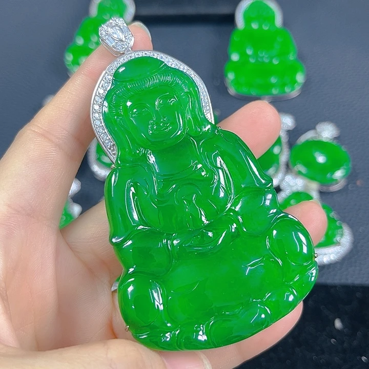 至***神翡翠银S925镶嵌吊坠(不含链)