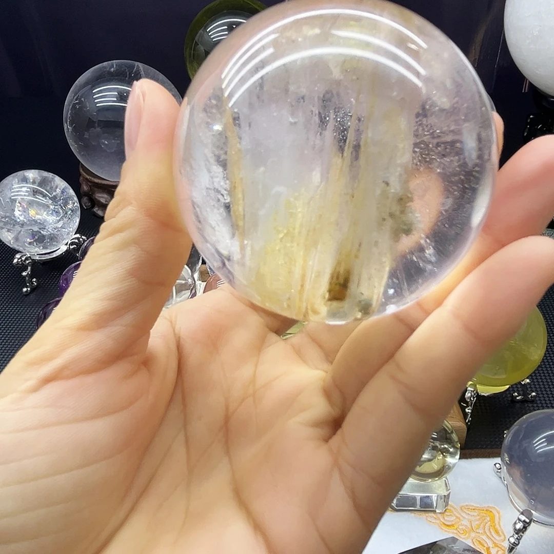 珠宝半成品未镶嵌水晶6.1公分兔毛