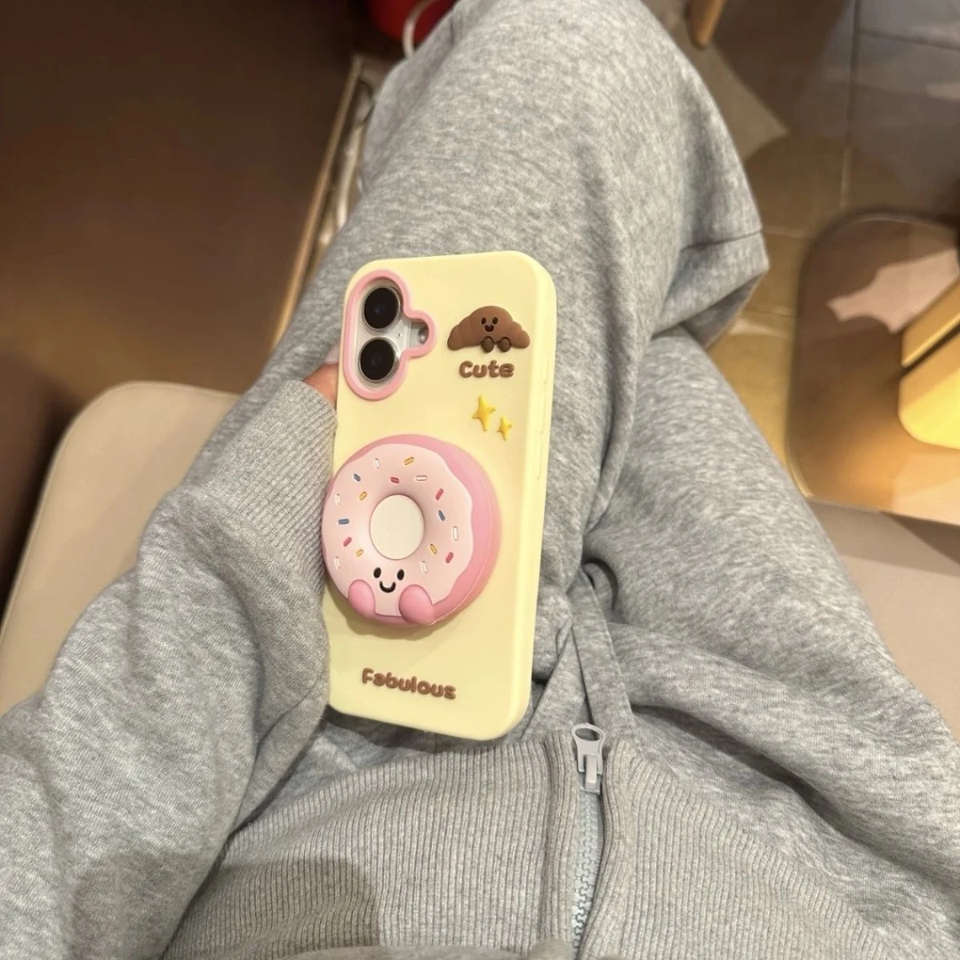 软硅胶可伸缩甜甜圈支架适用iP16pro苹果15Pro/14/新款16手机壳