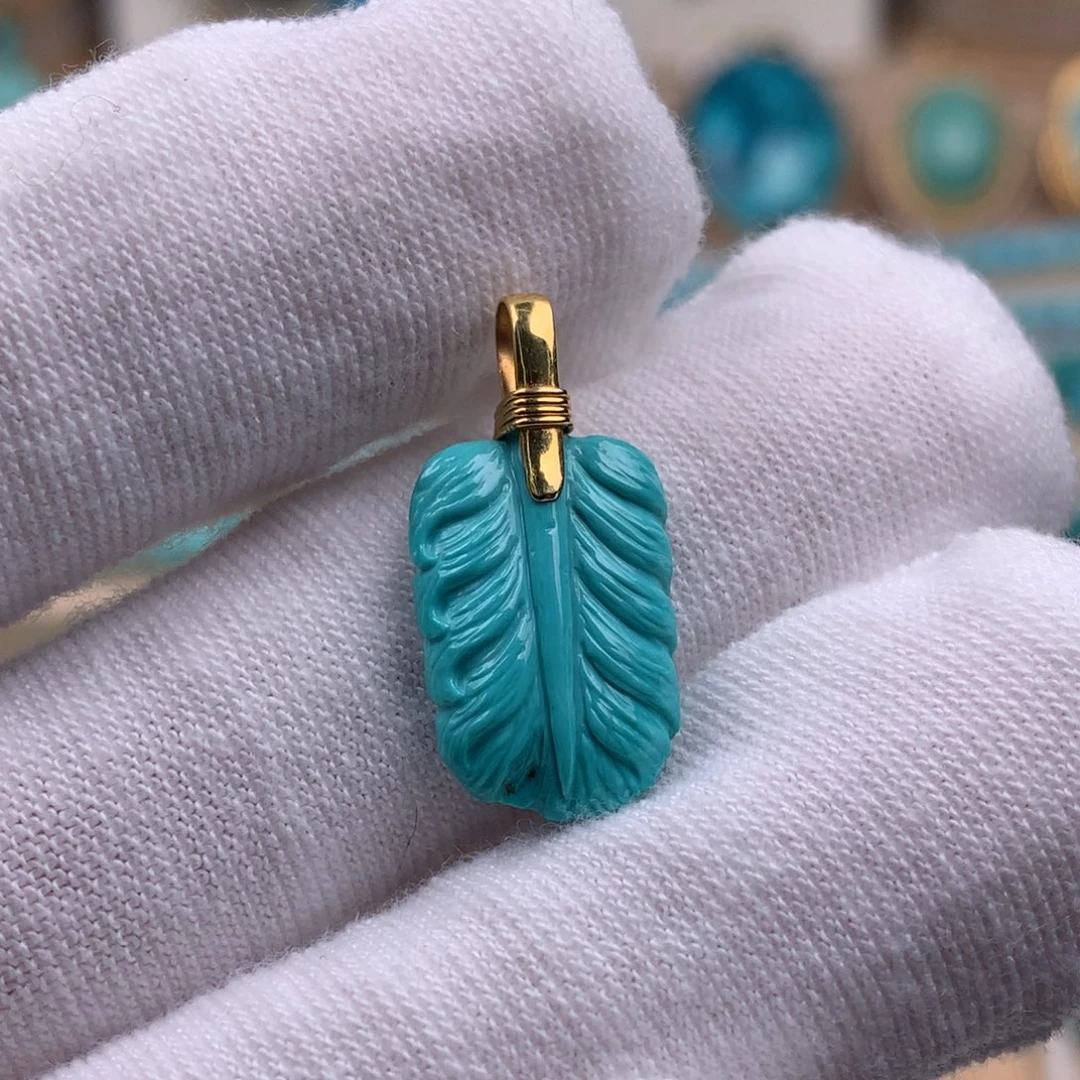 绿松石18K金镶嵌珠宝奇石