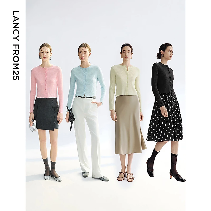 【朗姿Basic衣橱】新款法式毛针织衫开衫外套气质针织上衣