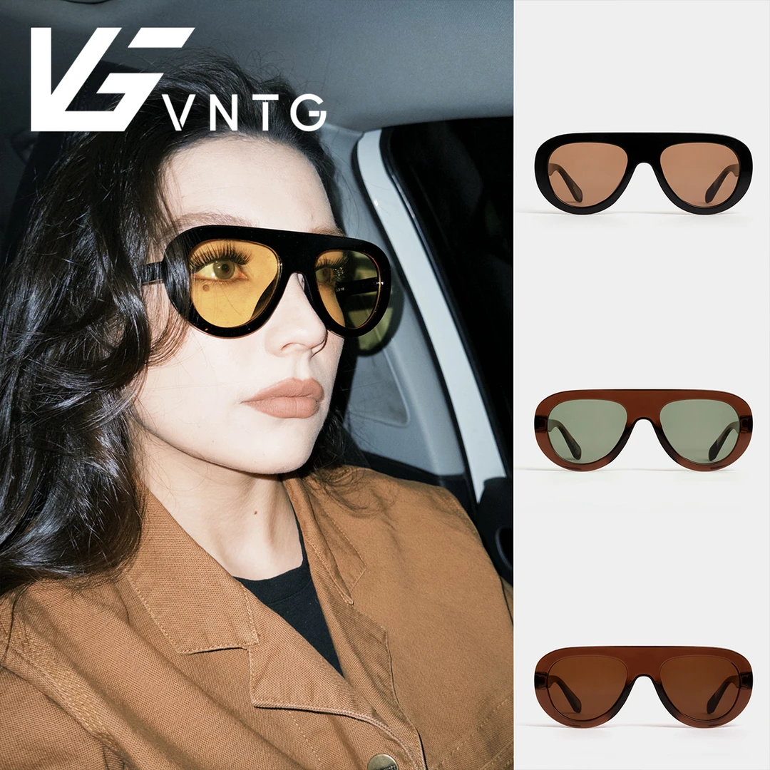 vntg大框墨镜撞色设计欧美风ins风时髦博主同款防紫外线太阳眼镜
