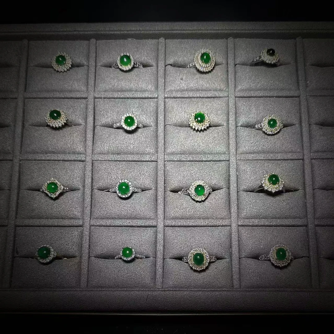 【缪老师严选】YS8747 翡翠圆珠爆闪戒指 多样性发其一