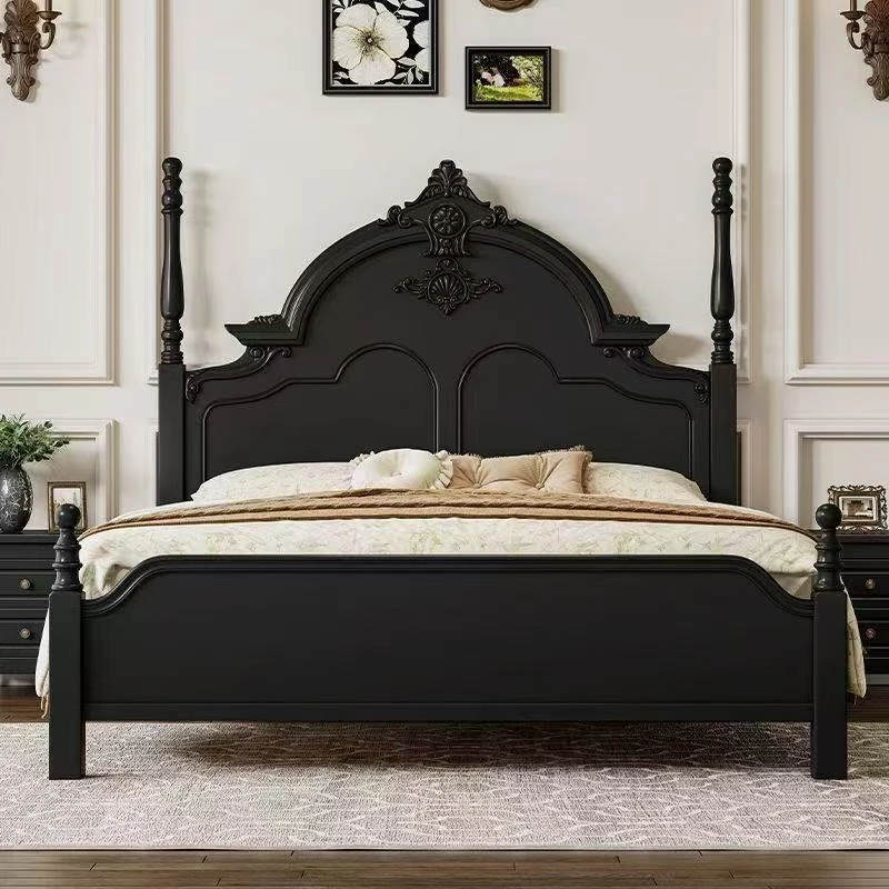 美式轻奢家用简约实木床双人床欧式婚床