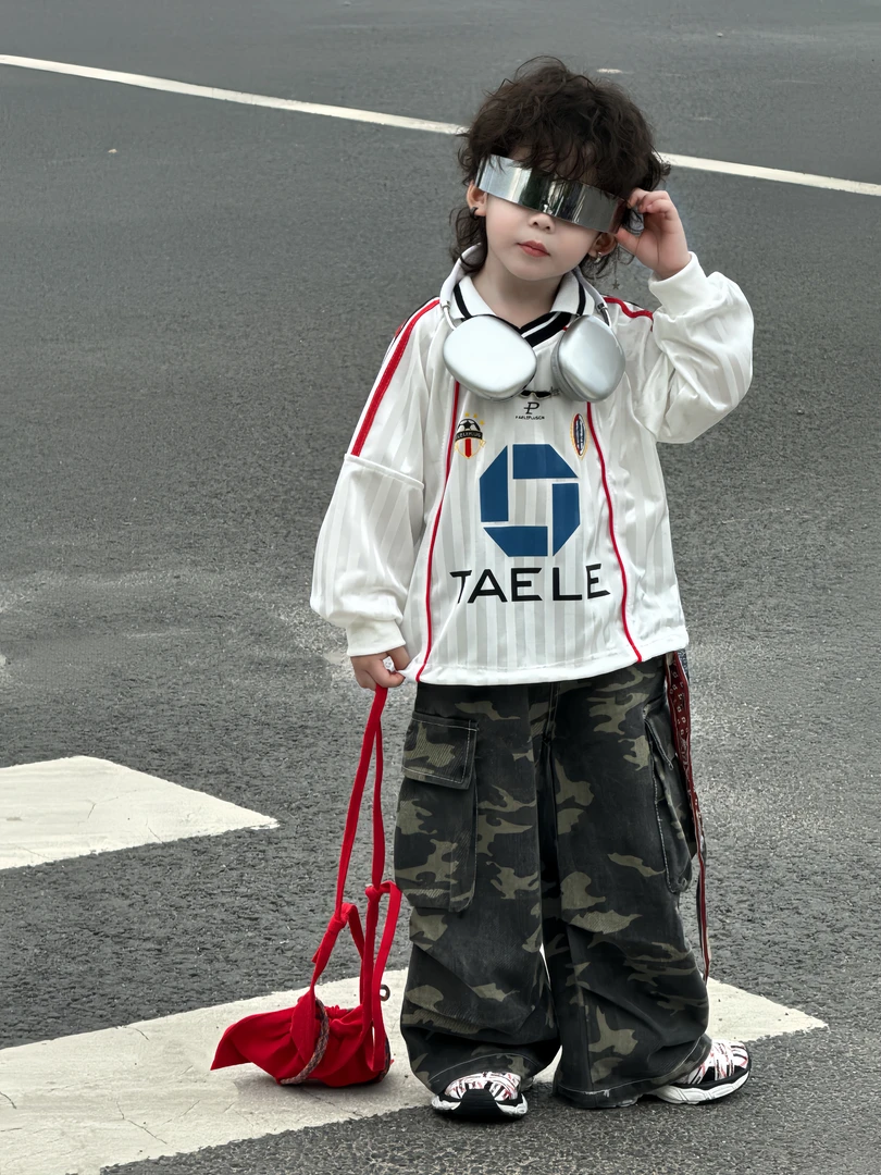 男童秋季套装2025新款潮流拼接撞色长袖卫衣工装裤两件套套装