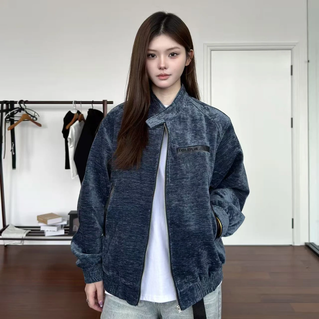 AHCN志存高远 美式复古感纹理夹克哈灵顿立领雕花秋季外套TP202