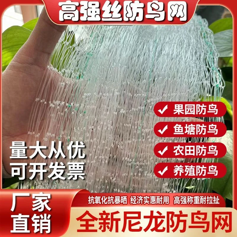 全新尼龙农用防鸟网大棚果园樱桃葡萄梨树鱼塘泥鳅天网养殖防护网