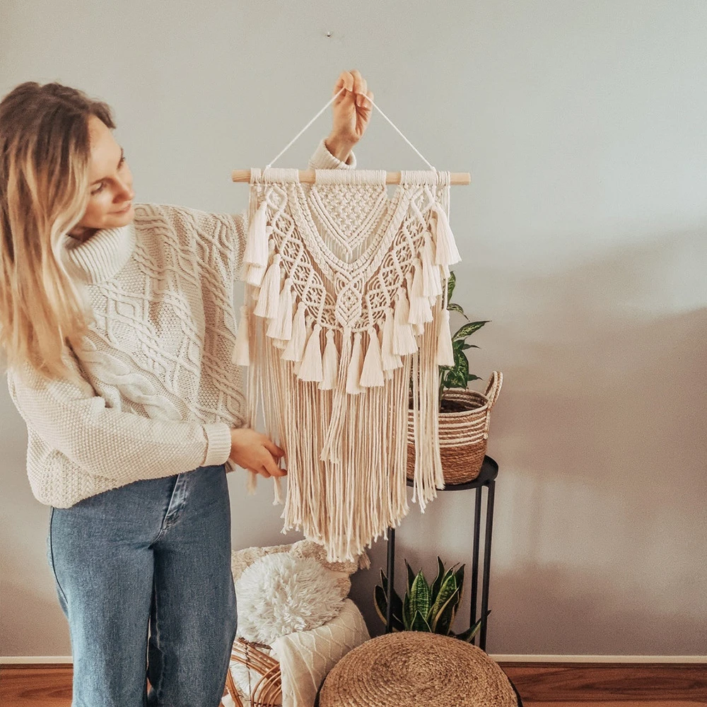 手工编织挂毯波西米亚壁毯家居民宿放假装饰背景挂件挂饰绳编