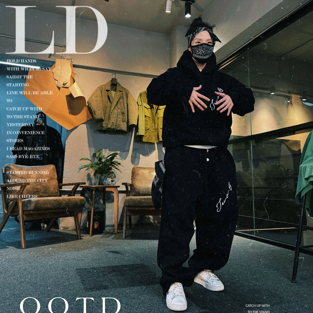TWO-G穿到400斤 穿到2.2米 嘻哈街头超重磅加绒洗水卫衣卫裤整套