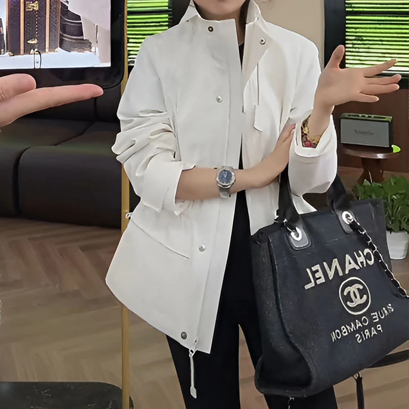 时尚休闲工装夹克女款2025春秋新款法式高级感复古显瘦高腰外套潮