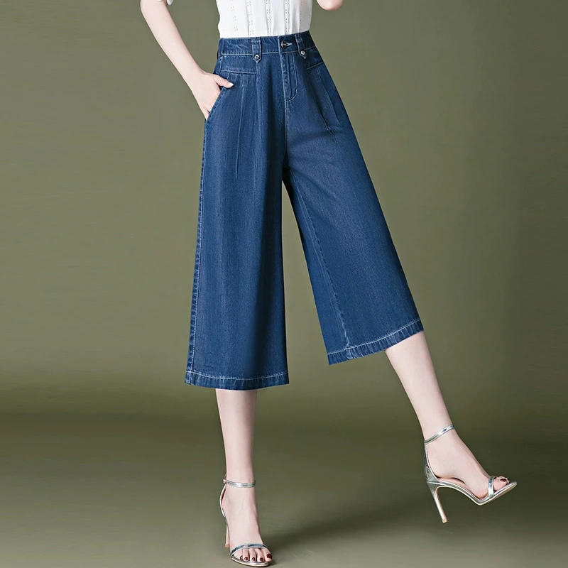 牛仔阔腿裤女小个子窄版春夏七分2025年新款宽松纯欲慵懒风女装