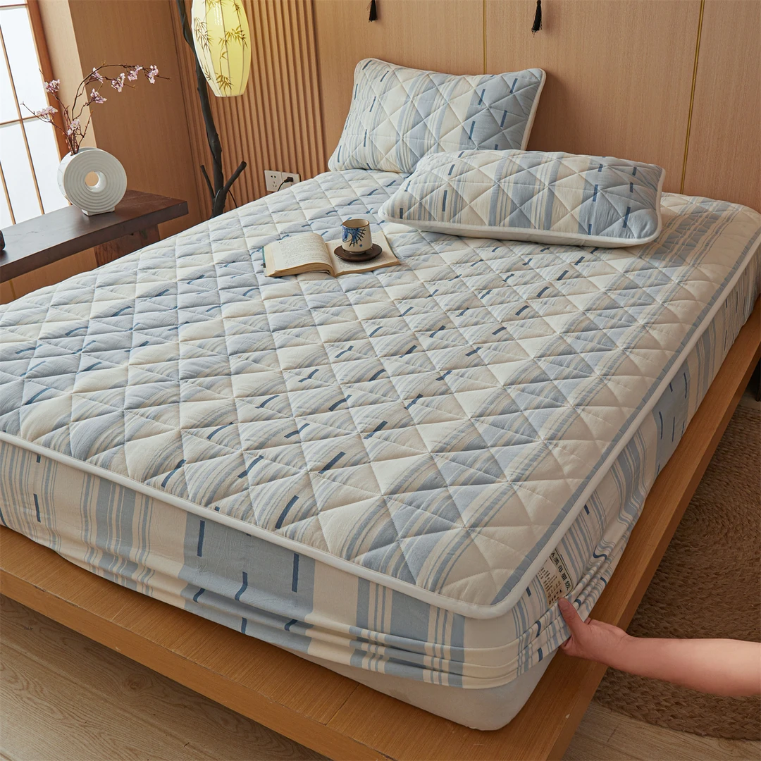 2025新款全棉提花夹棉加厚床套罩席梦思榻榻米床垫保护防滑床笠