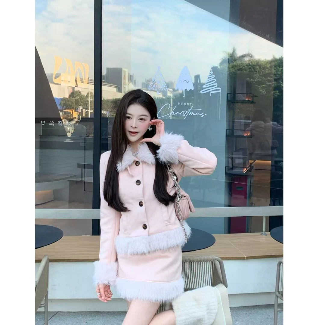 【莉萍服饰】小香风短外套女秋冬高级感夹棉气质名媛半裙套装潮