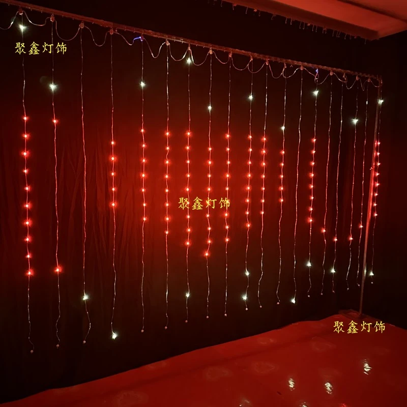 RGB幻彩数码春节户外亮化流水瀑布彩灯阳台窗帘背景装饰手机控制