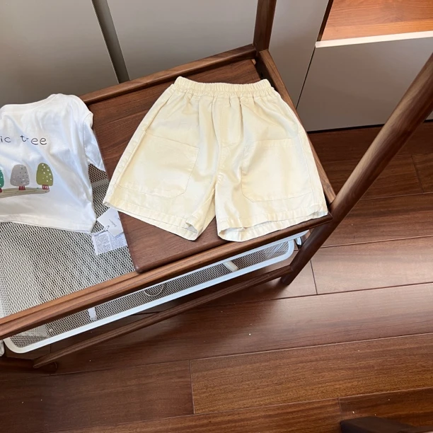 【编号S11】X199-34-儿童双口袋棉布短裤杏色-DoDo+