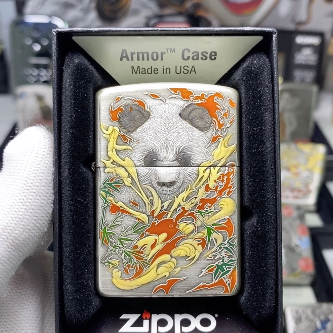 铜㍿***蓝zippo打火机二代熊猫