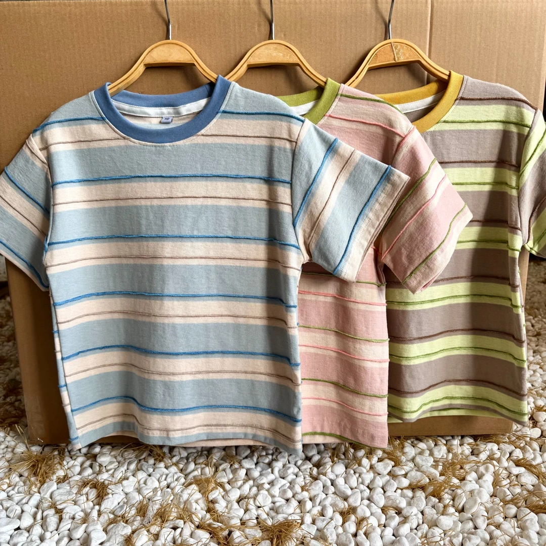 男童女童夏季短袖T恤儿童立体条纹短袖男童裤子5260