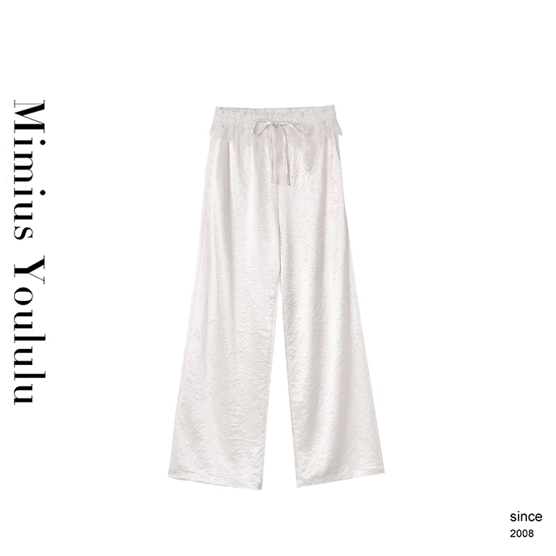 【mimius】U 重工蕾丝花边拼接垂感休闲直筒阔腿裤 G03504