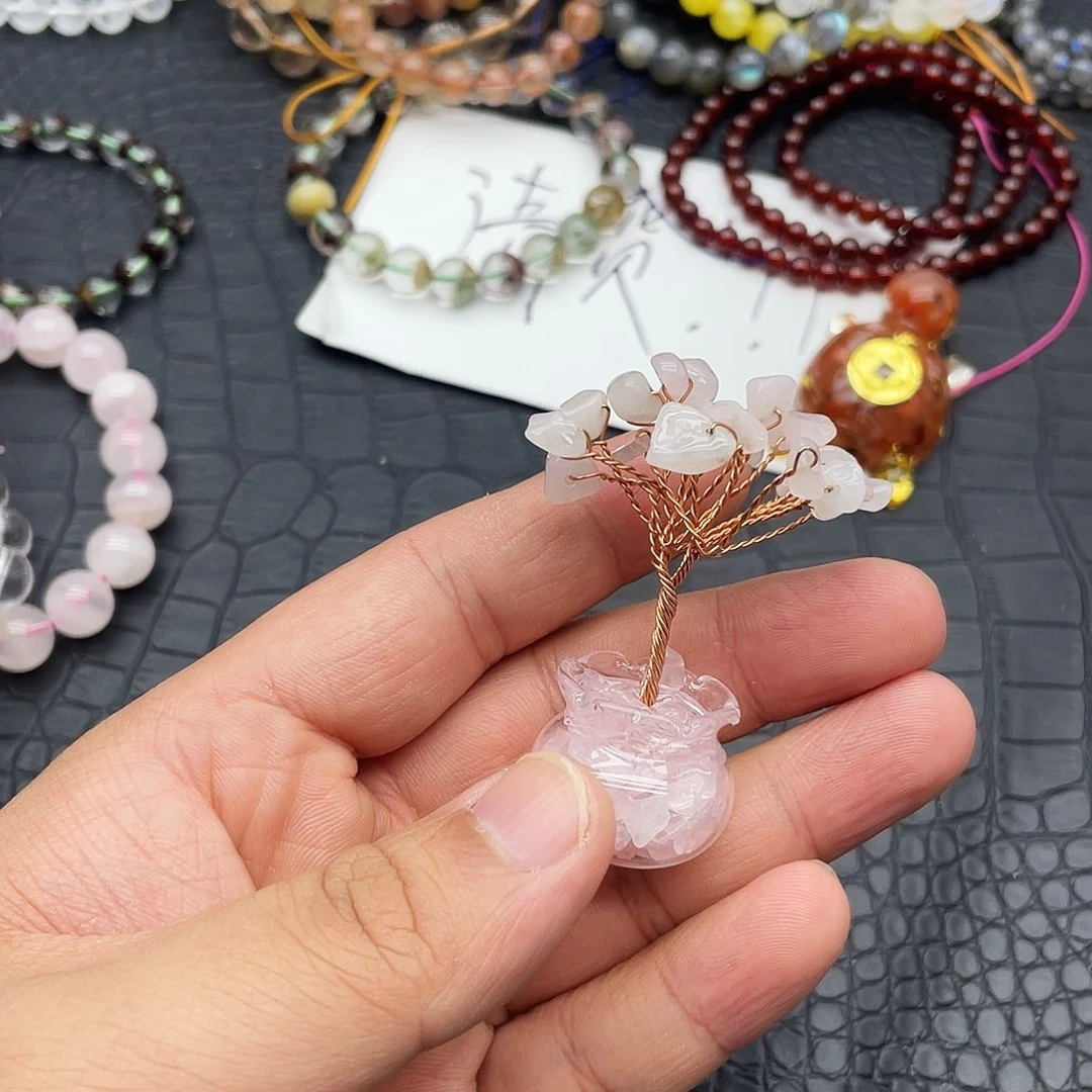 未镶嵌手串水晶粉晶招米树