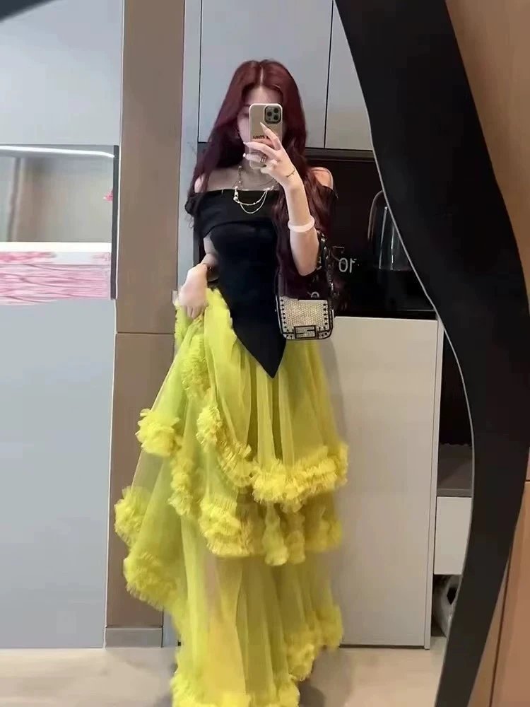 法式不规则女2025夏季新款时尚洋气甜美减龄高腰蓬蓬裙