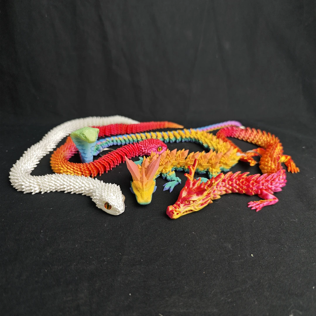 3D打印45cm可动神龙蝰蛇摆件把玩玩具