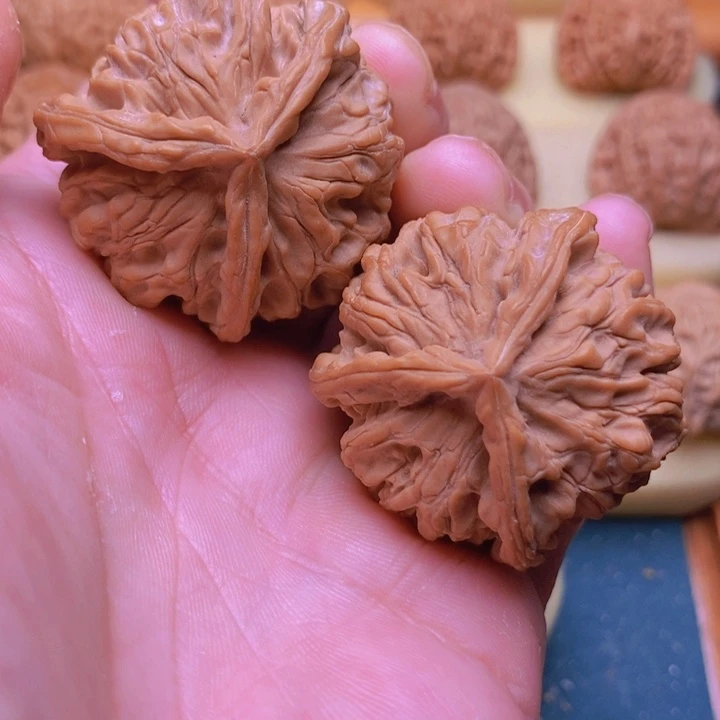 文玩核桃把件41全品牡丹花王三棱