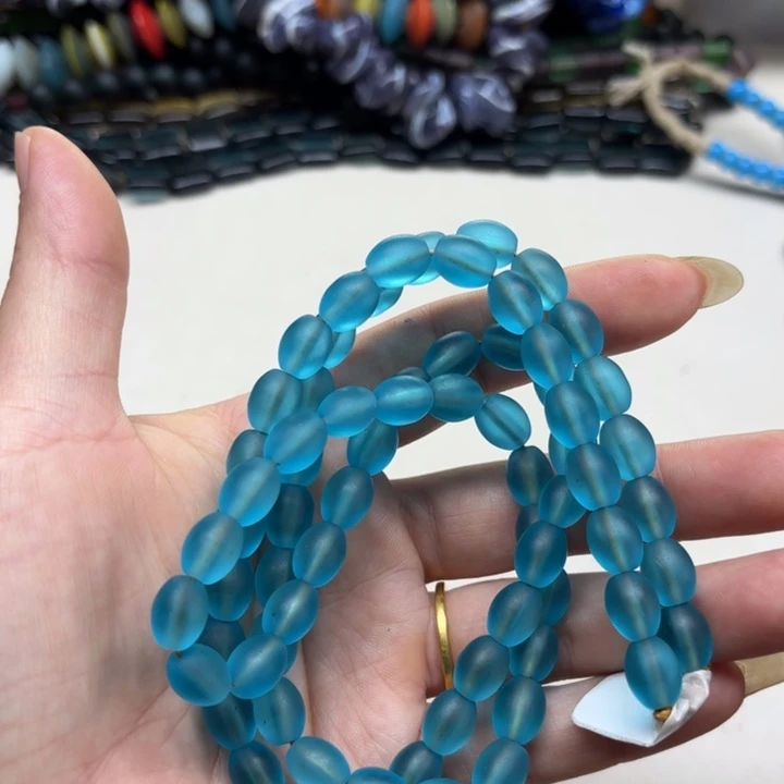 琉璃颈饰琉璃磨砂椭圆珠