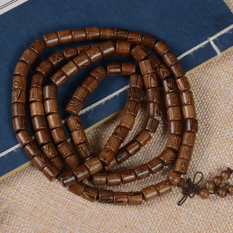 正宗鸡翅木108颗桶珠手串木质高密度老料念珠文艺民族风盘串
