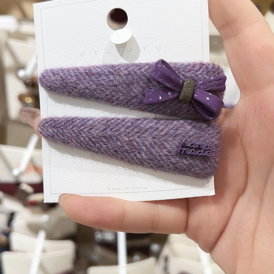 皮质铁合金紫色蝴蝶结掰掰夹