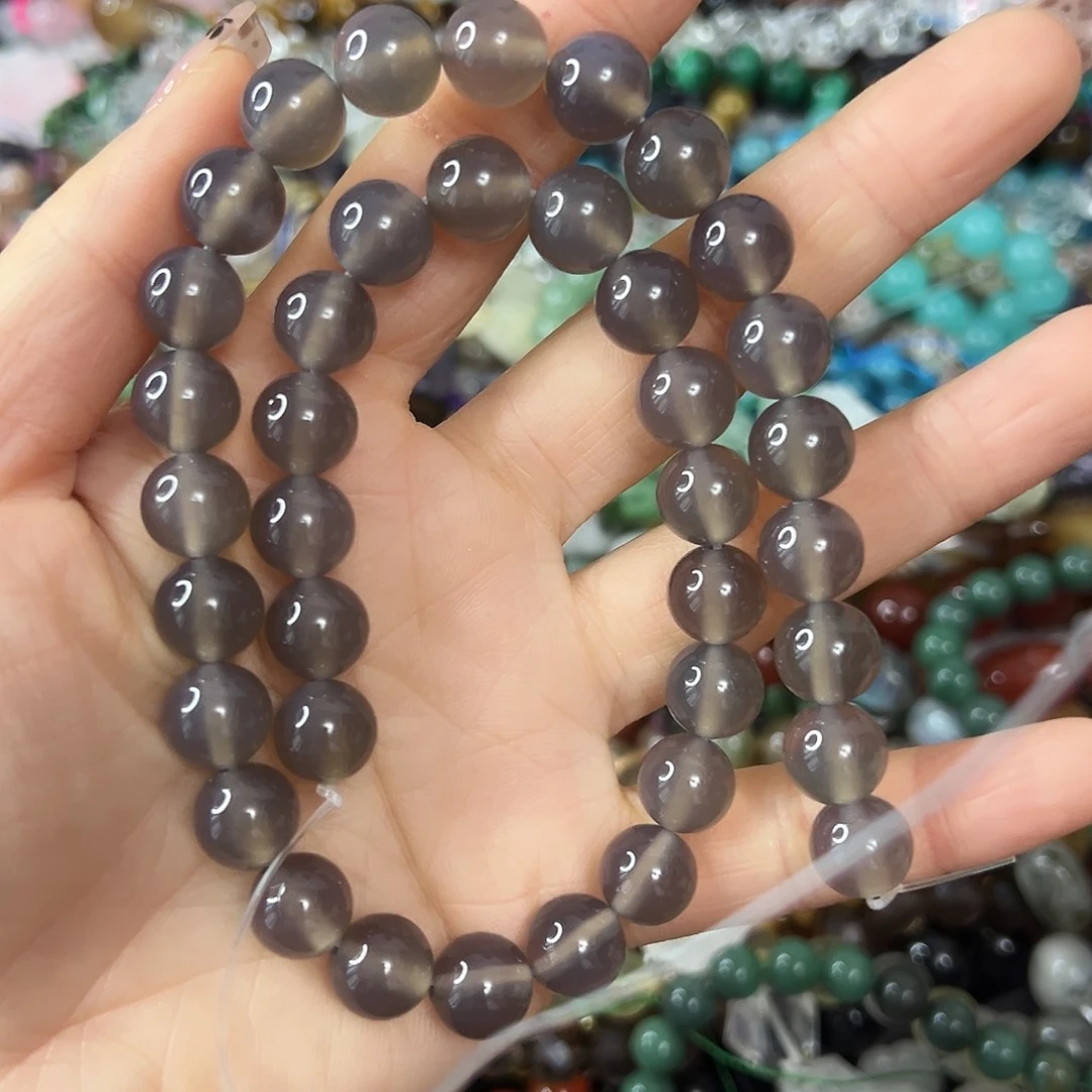 玛瑙/玉髓合金珠宝半成品 7A级灰玛瑙卡10一条