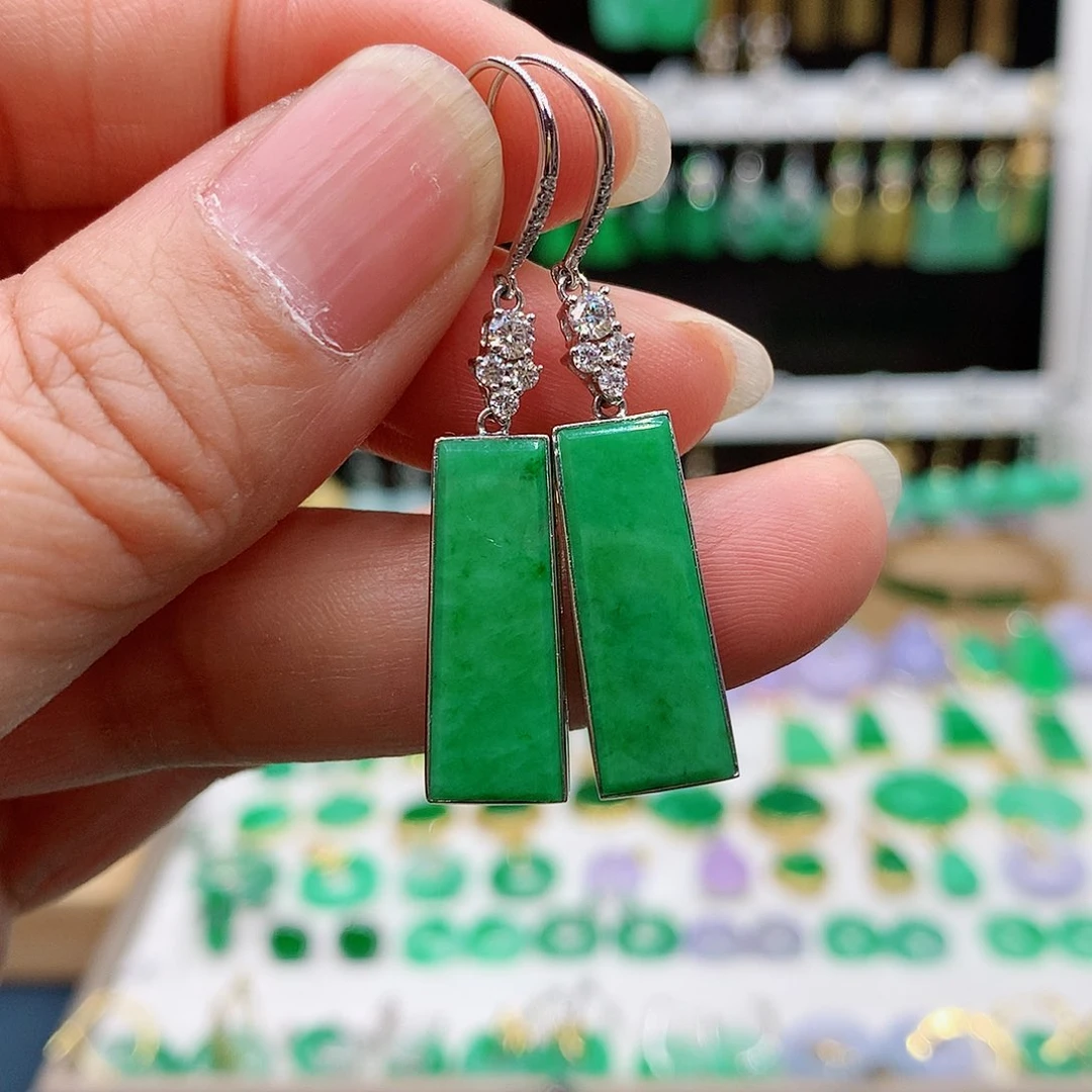 翡翠耳饰18K金镶嵌天****）