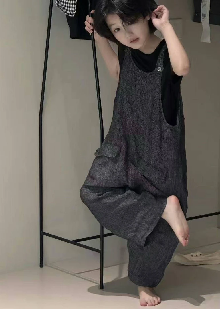 九子-2025春夏韩国设计师款亲子童装连体裤K468+T恤T530