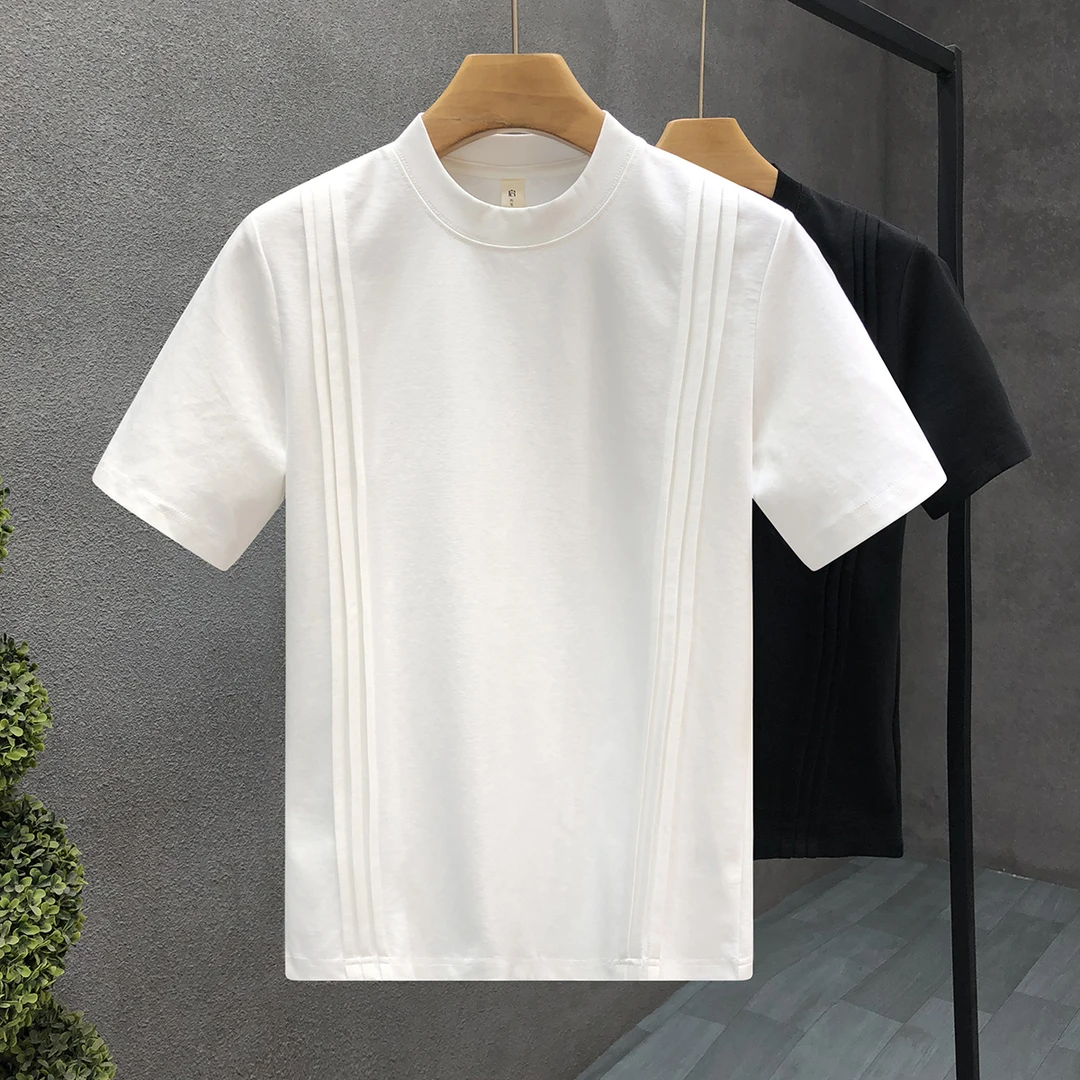 设计感洋气修身短袖t恤男潮牌潮流青年上衣2025夏季新款男士半袖