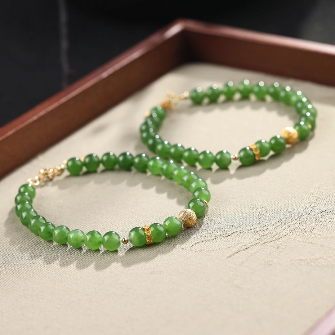 【举石臻选】TA1108-564-43和田玉手链18k（一件/多样性发/约5mm+）Z