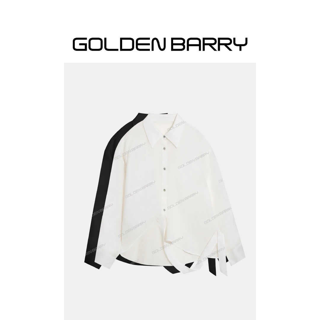 GOLDENBARRY|212646“茜茜公主”收腰侧扣不规则设计衬衣