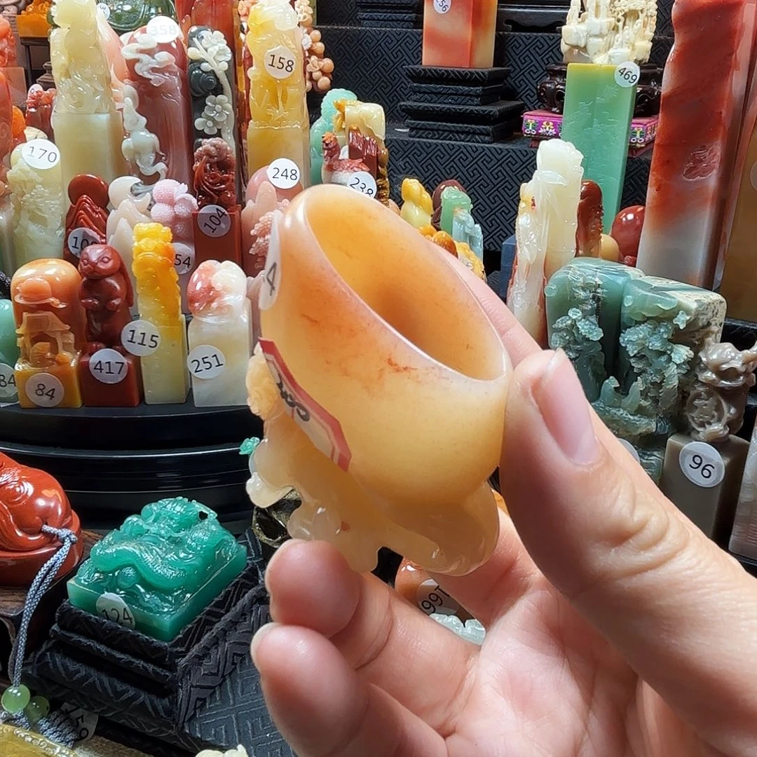 印石寿山石古兽砚台