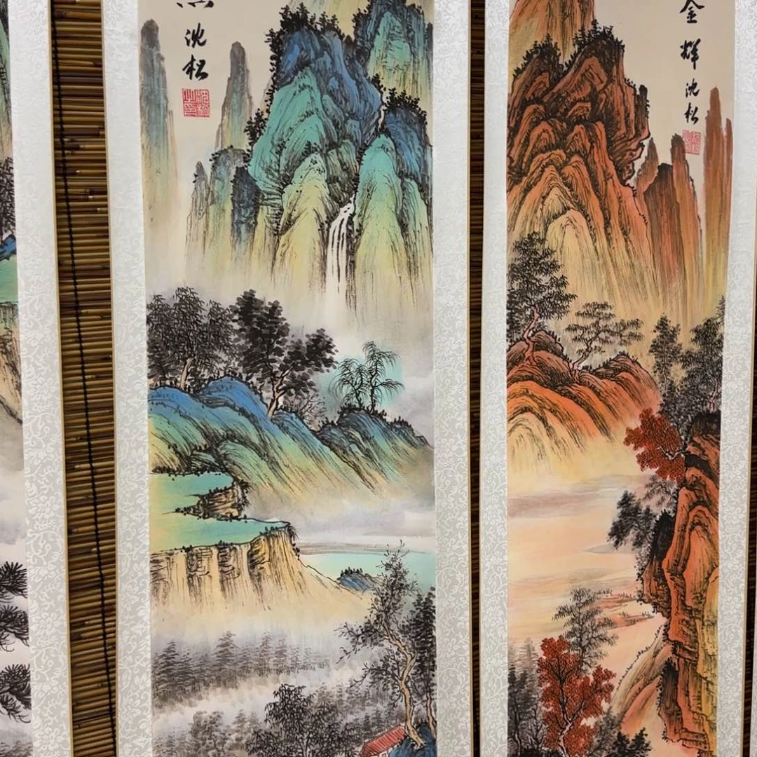 山***溪国画QB四幅一套作品！带证书！只限一单