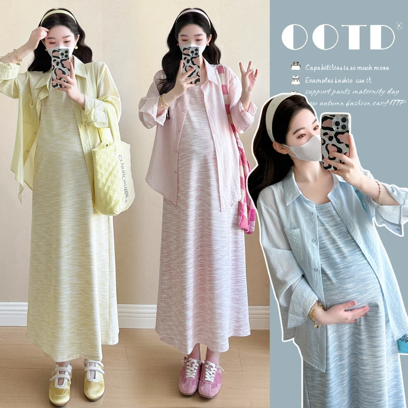 孕妇2025夏天连衣裙高级感轻奢风背心裙怀孕裙子夏季防晒衫夏装