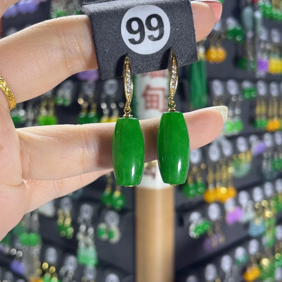 银S925镶嵌翡翠耳饰99