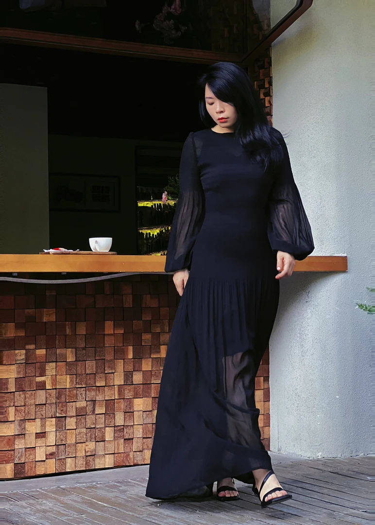 【豆豆精选】时尚修身长袖收腰连衣裙