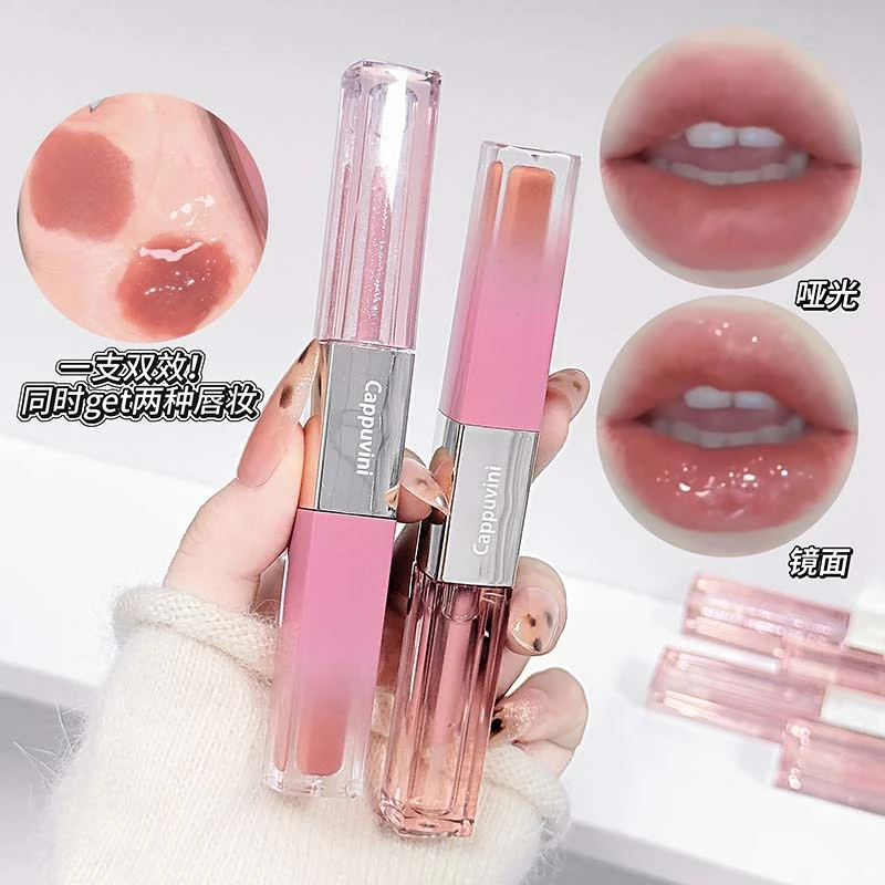 CAPPUVINI奶雾双头持色唇釉 细腻显白哑光唇釉镜面唇油双叠涂唇釉