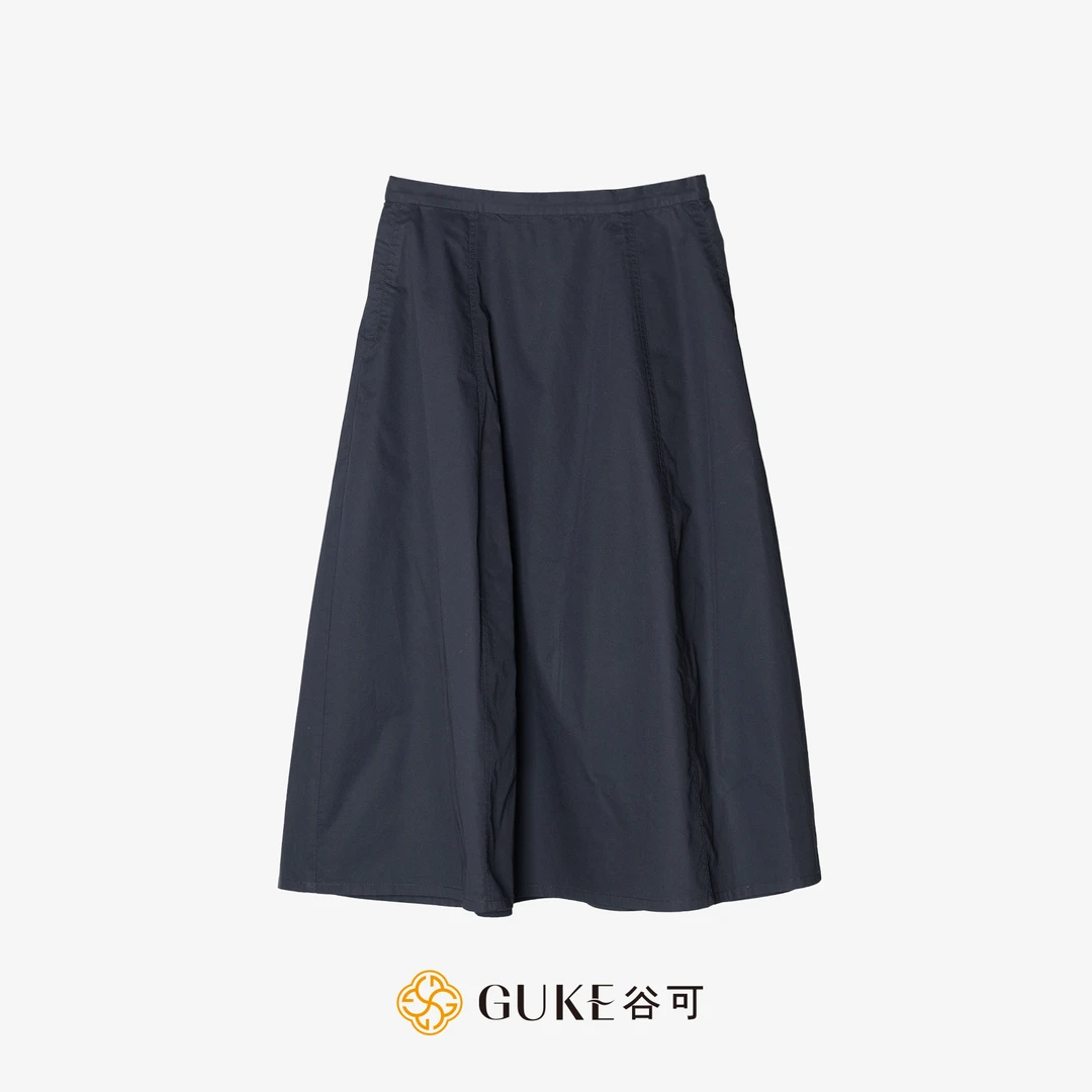 GKE/谷可Q1166-1时尚花苞半裙夏季新款中长款高腰半身裙子