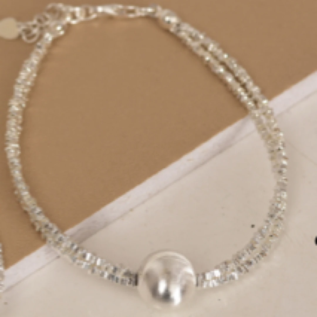 925银手链 手链小众链子饰品简约素款优雅手工碎银纯银复时尚手链