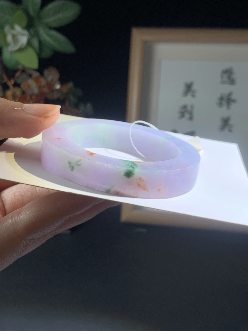 天然缅甸翡翠A货糯种三彩福䘵寿贵妃女款时尚未抛光定制翡翠a级货