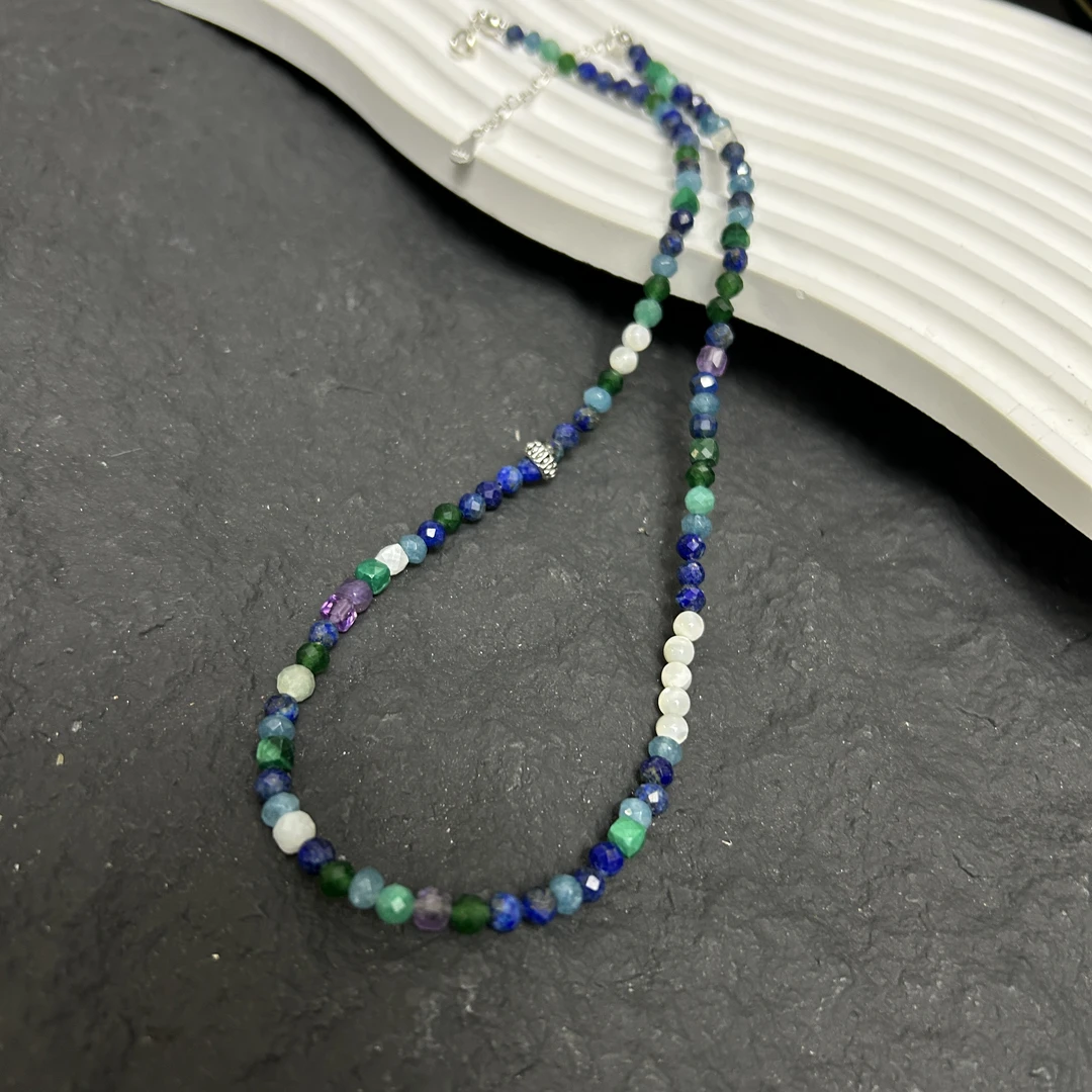 深海碎星天然石青金手工串珠项链