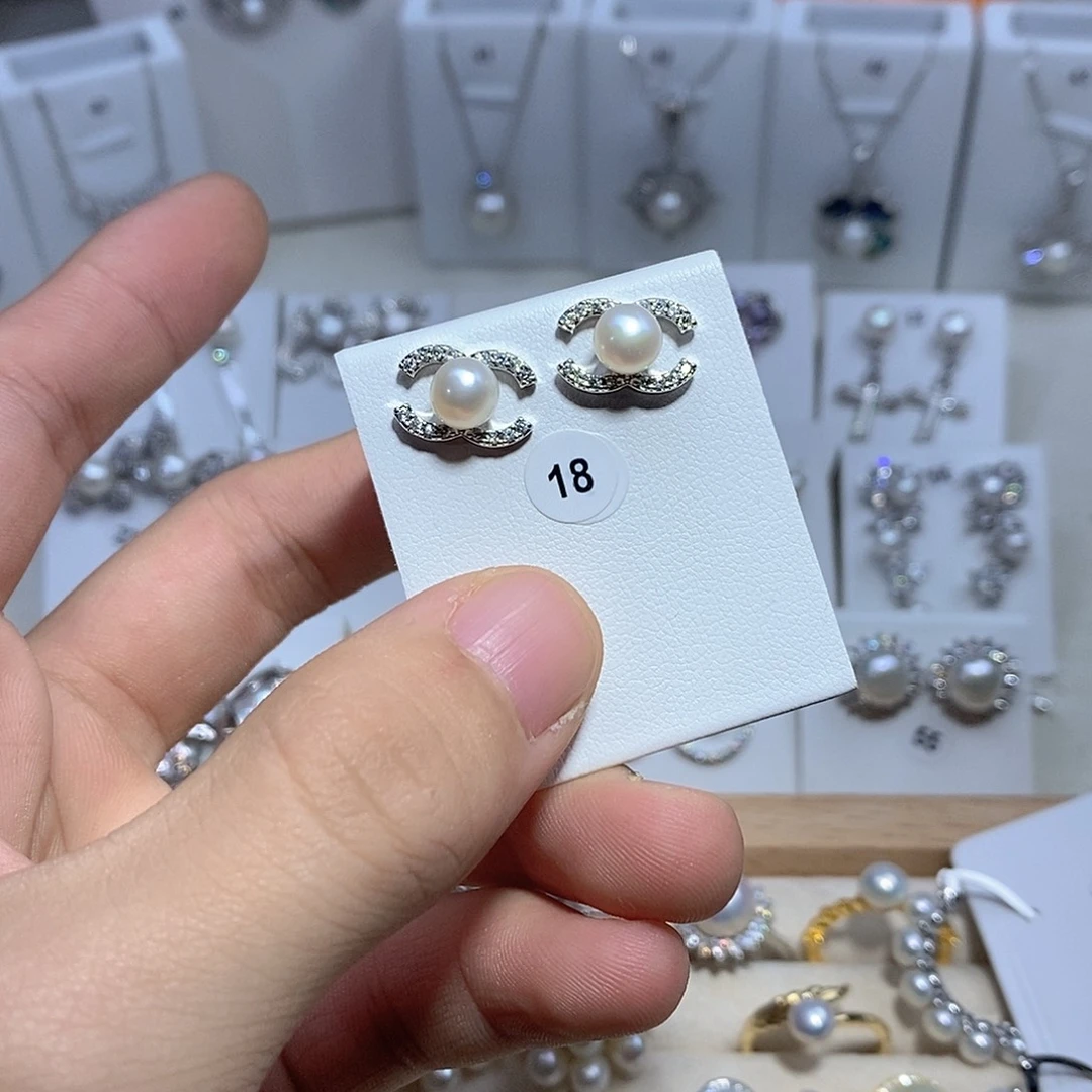 耳坠淡水珍珠银S925镶嵌