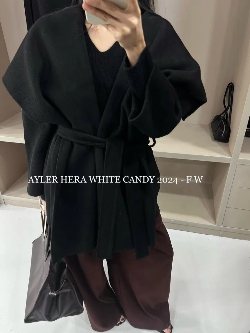 赫拉羊毛双面呢系带收腰大衣 DY8852（福福）